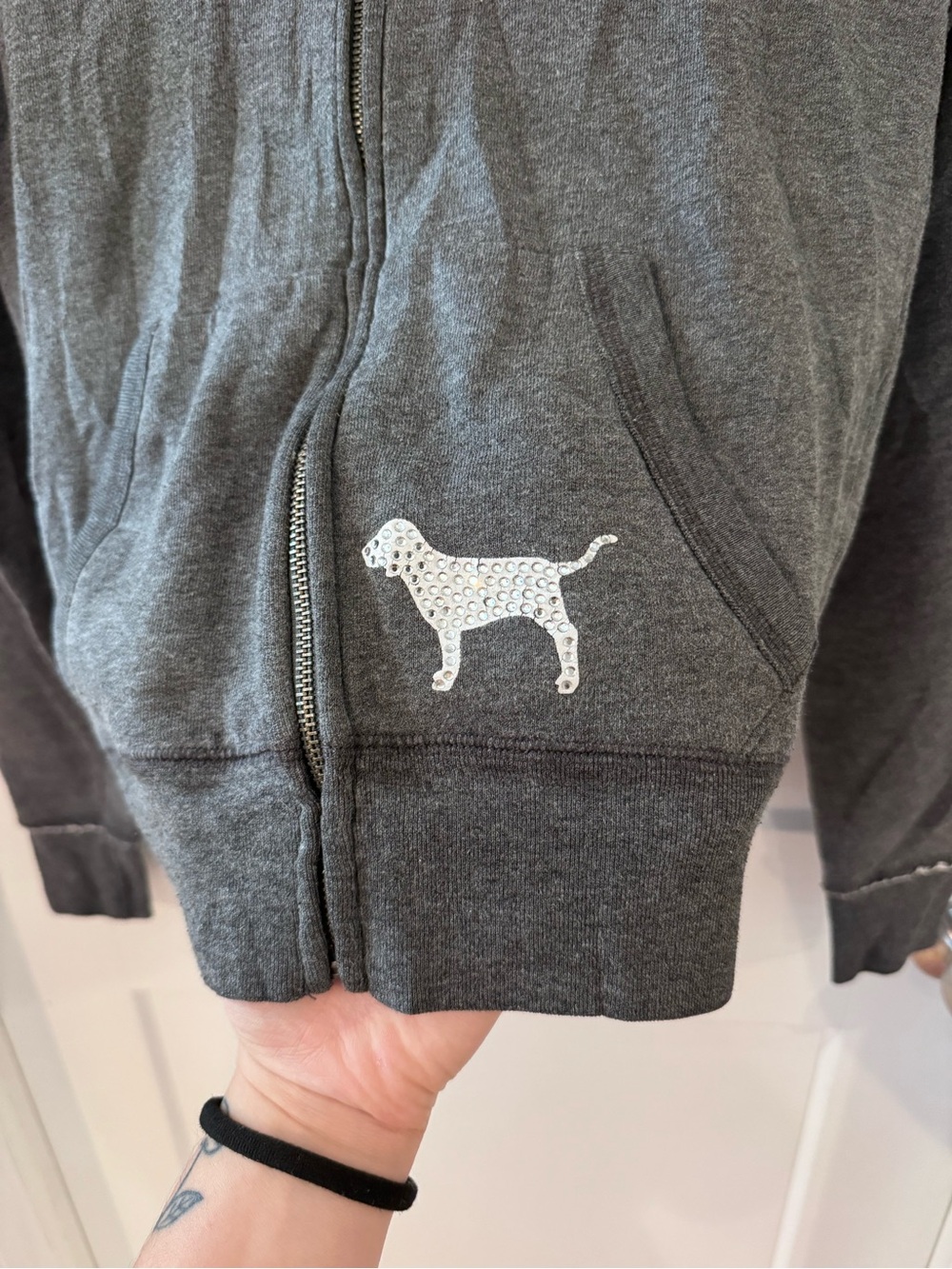 Victoria's Secret PINK Dark Gray Zip-Up Hoodie - Picture 5 of 9